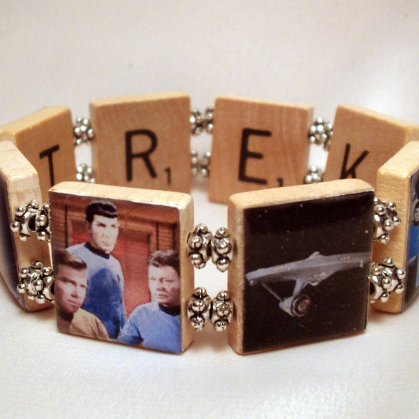 STAR TREK / Bracelet / Captain Kirk / Spock / Gift / Upcycled / Scrabble Jewelry