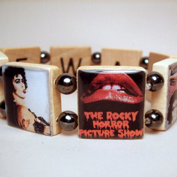 ROCKY Horror Picture Show Jewelry / Scrabble Tiles Spell TIME WARP Inside / Dr. Frank-N-Furter / Handmade Bracelet