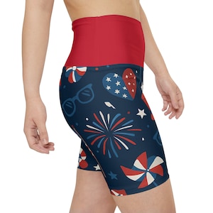Patriotic Workout Shorts: 4th of July Stars & Stripes Activewear