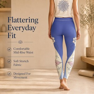 Azure Flow yoga leggings women flattering fit leggings floral activewear pilates leggings women wellness activewear yoga pants women