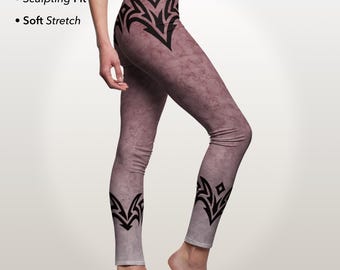 Leggings da yoga da donna, pantaloni da yoga, leggings comodi per l'allenamento, vita alta, leggings con stampa tribale