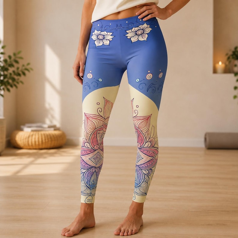 Azure Flow yoga leggings women yoga outfit women floral activewear pilates activewear wellness apparel mindful living activewear yoga gift for her