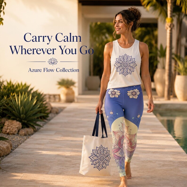 Azure Flow yoga leggings women yoga outfit women floral activewear pilates activewear wellness apparel mindful living activewear yoga gift for her