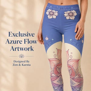 Azure Flow floral yoga leggings women artistic activewear floral activewear boutique activewear wellness apparel yoga gift for her