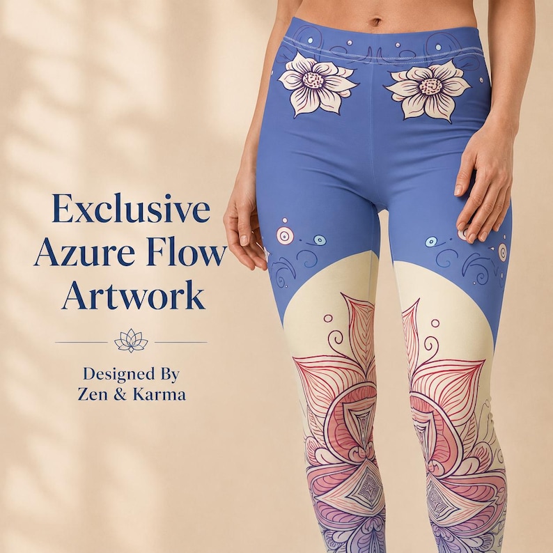 Azure Flow floral yoga leggings women artistic activewear floral activewear boutique activewear wellness apparel yoga gift for her