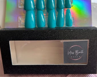 Ocean Pop Press-On Nails — Coffin Shape | Medium Length | Handmade & Reusable
