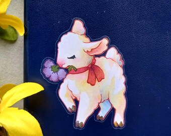 Lamb Watercolor Transparent Vinyl Sticker - Waterproof and Weatherproof