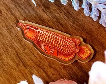 Golden Arowana Fish Acrylic Fridge Magnet - Original Painting Reproduction