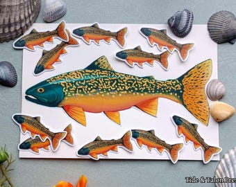Brook Trout Watercolor Vinyl Sticker - Waterproof and Weatherproof