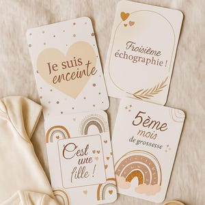 Cartes Étapes Grossesse à Imprimer – Lot de 20 Cartes Digitales – Milestone Cards Future Maman – Suivi de Grossesse – PDF / JPG