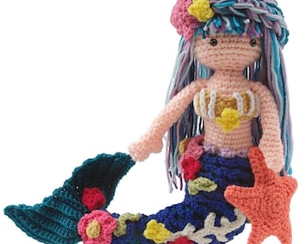 Arianna crochet mermaid doll amigurumi stuffie pdf pattern download