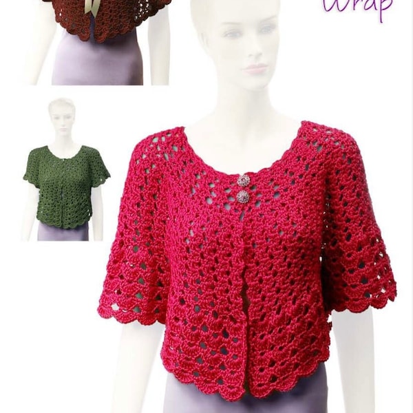 Allegra Morning Jacket crochet pattern pdf sweater bed jacket shoulder wrap size S-5X pdf download