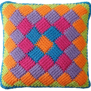 Easy Entrelac Tunisian Crochet Pillows pdf Pattern image 5