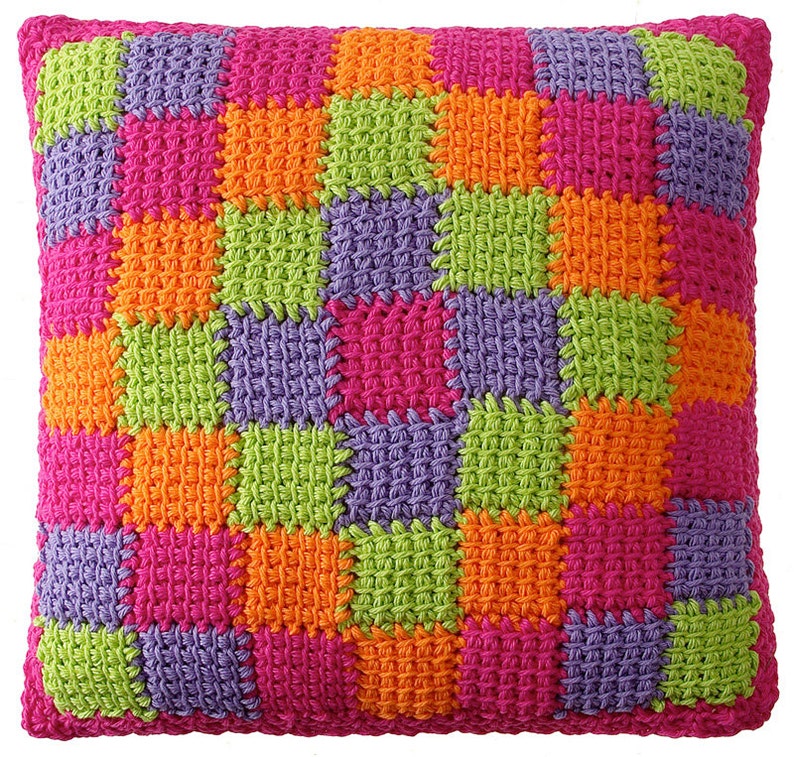 Easy Entrelac Tunisian Crochet Pillows pdf Pattern image 3