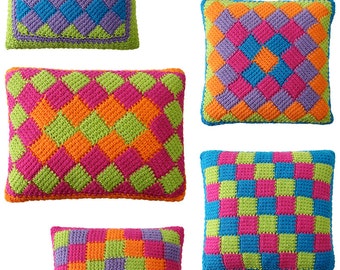Easy Entrelac Tunisian Crochet Pillows pdf Pattern