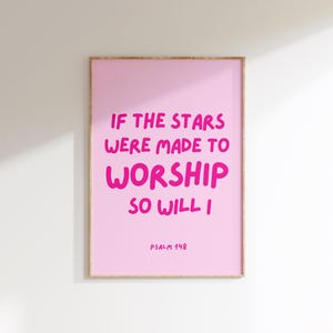 Minimalist Christian Wall Art Psalm 148:3-6 Print Celestial Art Pink Christian Poster God Art Trendy Bible Art Digital Download 1 Print