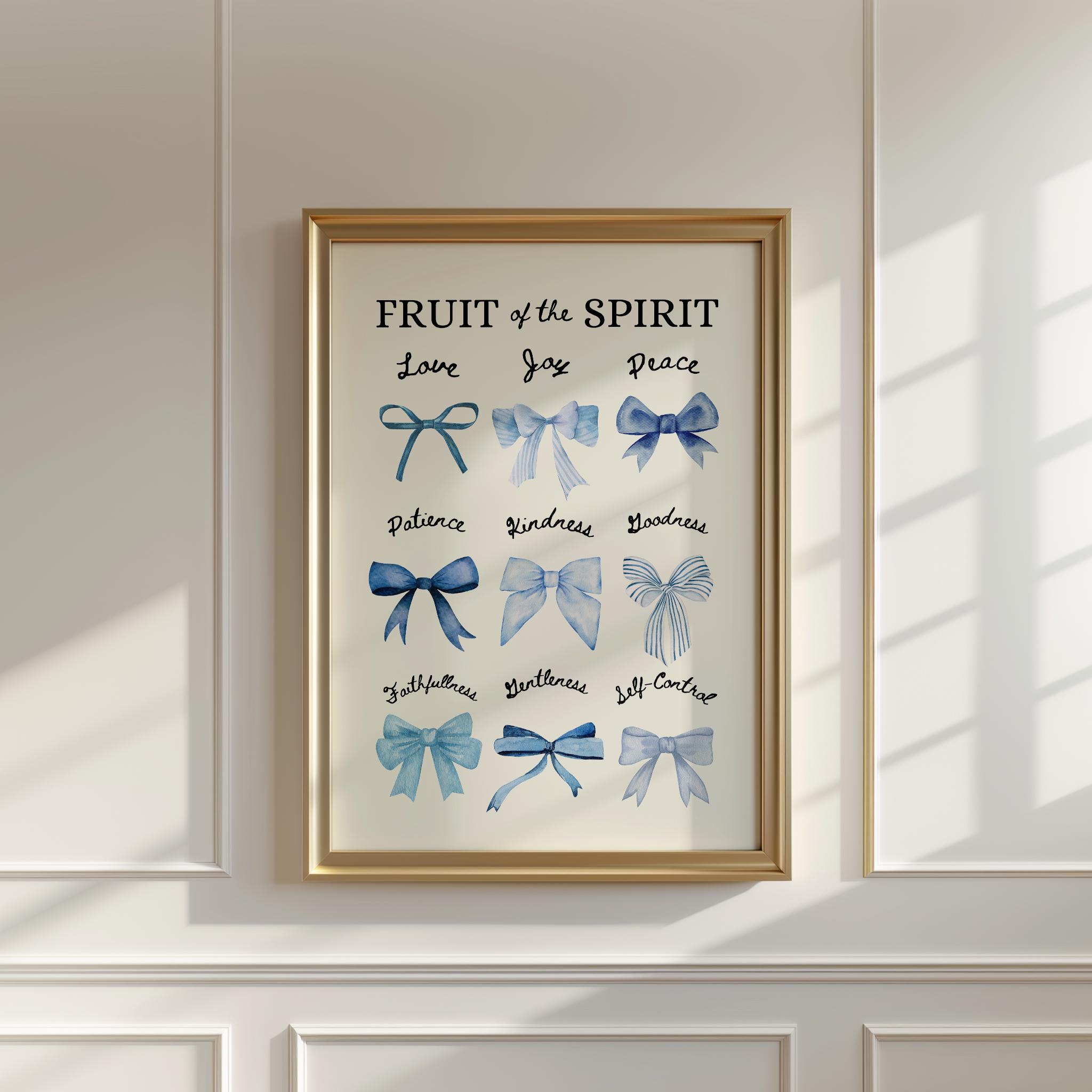 Blue Bow Fruit of the Spirit Art Print Christian Wall Art Scripture ...