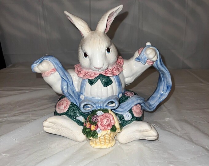 Vintage 1991 Fitz & Floyd Bunny Rabbit Hand Painted Easter Teapot - Etsy