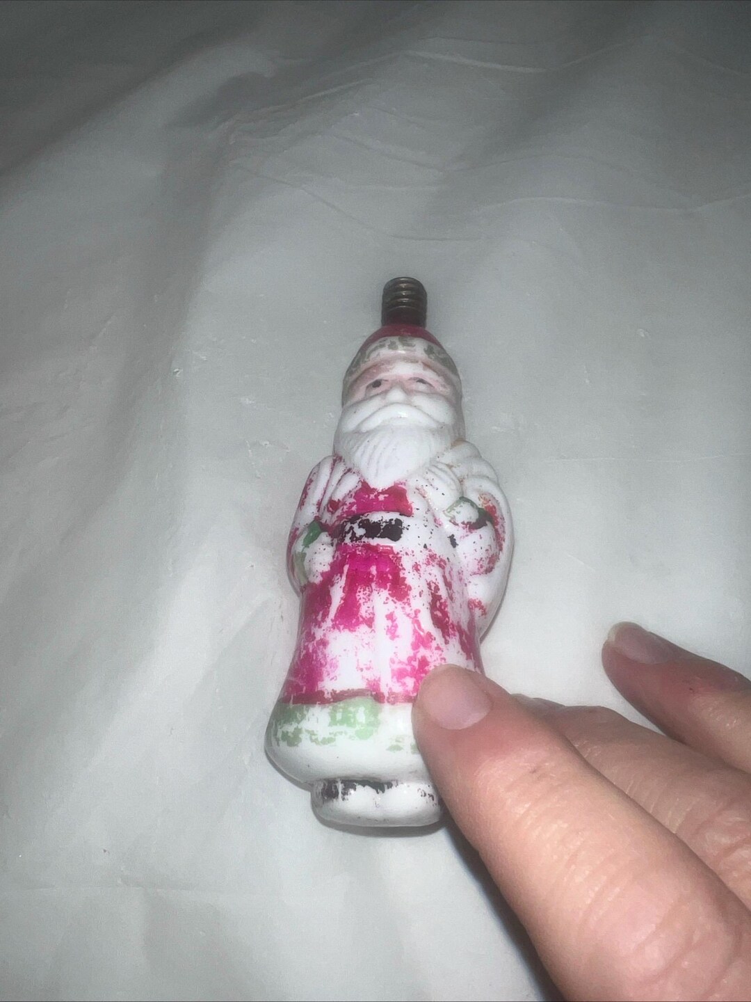 Antique Hand Blown Glass Santa Claus Christmas Ornament Light Bulb ...