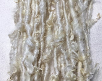 White--Handspun Corespun Undyed Creamy White Wensleydale Wool  Art Yarn by KnoxFarmFiber for Weave Knit Crochet Felt