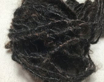 Natural--Handspun American Teeswater Wool in Undyed Natural Black Charcoal Gray Art Yarn by KnoxFarmFiber for Weave Knit Crochet Felt