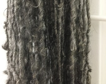 Natural--Handspun Mohair Art Yarn in Undyed Gray Shades by KnoxFarmFiber for Knit Weave Crochet Felt Embellishment