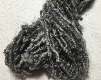 Natural--Handspun Undyed Swedish Helsinge Wool Bulky Art Yarn inl Colors of Silver Grey Black by KnoxFarmFiber for Knit Weave Felt