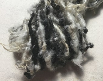Natural--Handspun Undyed Swedish Gestrike Wool Bulky Art Yarn in Colors of White Silver Black by KnoxFarmFiber for Knit Weave Felt