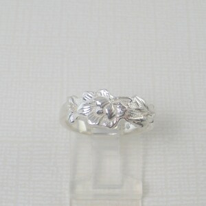 Floral Silver Carved Ring Simple Silver Ring Flower Silver Ring Size 7 Carved Silver Artisan Ring Sterling Silver Band Ring Handmade Gift