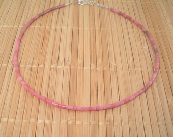 Collana con perline minuscole e pietre preziose rosa, collana con gioielli minuscoli da 15 1/2 pollici, pietra di rodonite, filo di perline, regalo per lei