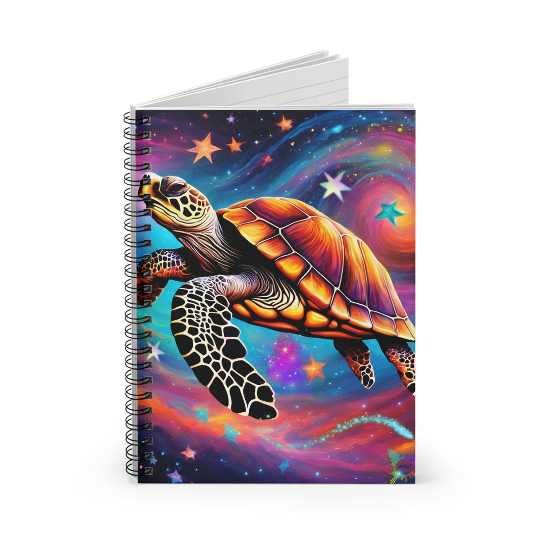 Turtle With Notebook Turtle, Galaxy Turtle, Space Turtle Spiral Notebook - Ruled Line - Etsy