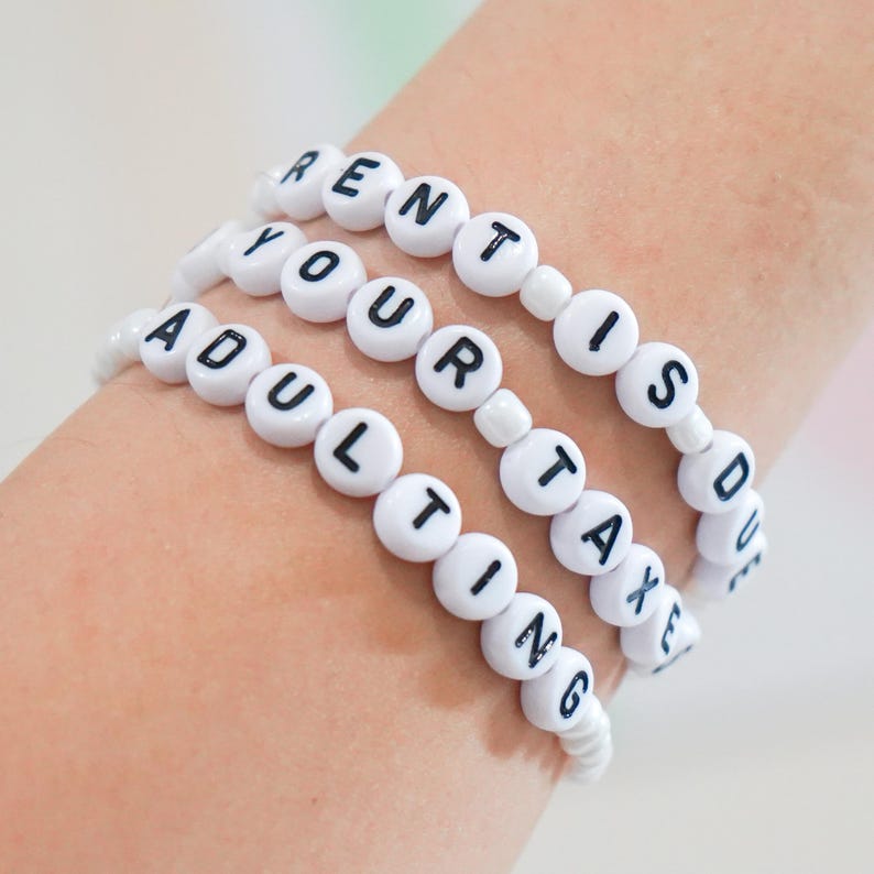 Stretchy Adulting Funny Letter Bracelet Multiple Sizes Available Comedy ...