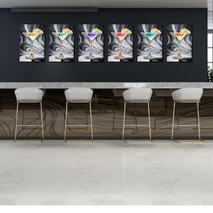 Modern Martini Glass Wall Art Canvas Print, Contemporary Bar Decor, Abstract Cocktail Design
