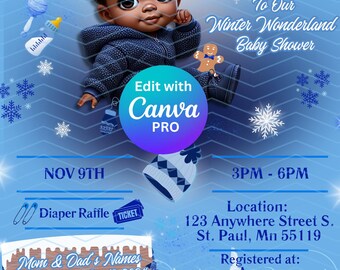 Winter Wonderland Baby Shower Invite - BOY