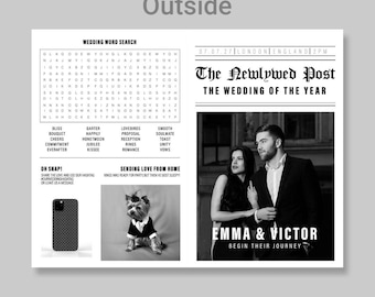 Printed Folded Newspaper Wedding Program | Printable Wedding Programs | Timeline Funny |  Fun Wedding Program |  Fun Newspaper
