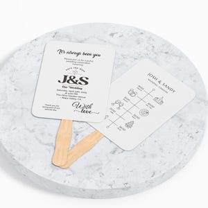 Abanicos de boda personalizados / Etiquetas personalizadas para abanicos de ceremonia / Abanicos de boda al aire libre con nombres y fecha / Elegantes y editables