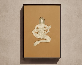 Yin Yoga Art Print: Erdige minimalistische Illustration