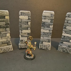 Hand Carved Weighted Stone Columns | Tabletop Columns | Tabletop Set Pieces | Hand Painted Stone Columns | Weathered Stone Columns
