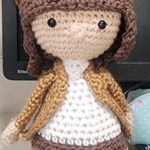 Handmade crocheted Amelia Earhart doll