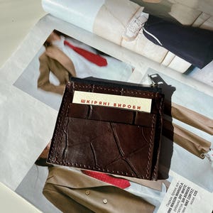 スリム本革ジップカードホルダー、スリムジッパー小銭入れ、本革財布