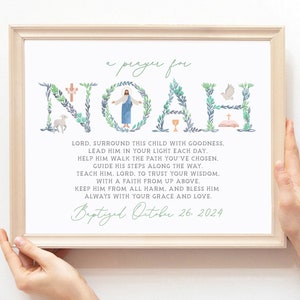 Personalized Baptism Gift, A Prayer for Godchild, Baptism Gift Boy, Baby Boy Christening Gift, Dedication Gift Printable, Custom Child Name