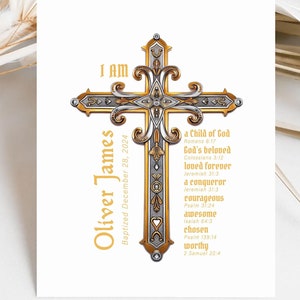Personalisiertes Taufschild: Gotisches Kreuz, Patenkind Geschenk (Digitaler Download)