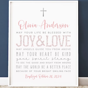 Baptism Gift Girl, Personalized Baptism Gift, Baby Girl Christening Gift, Goddaughter Baptism Gift, Baptism Sign Printable, Baptism Wall Art