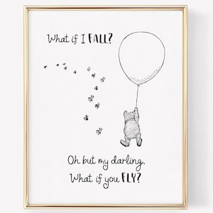 Winnie the Pooh Air Balloon Print: A.A. Milne Quote (Digital Download)