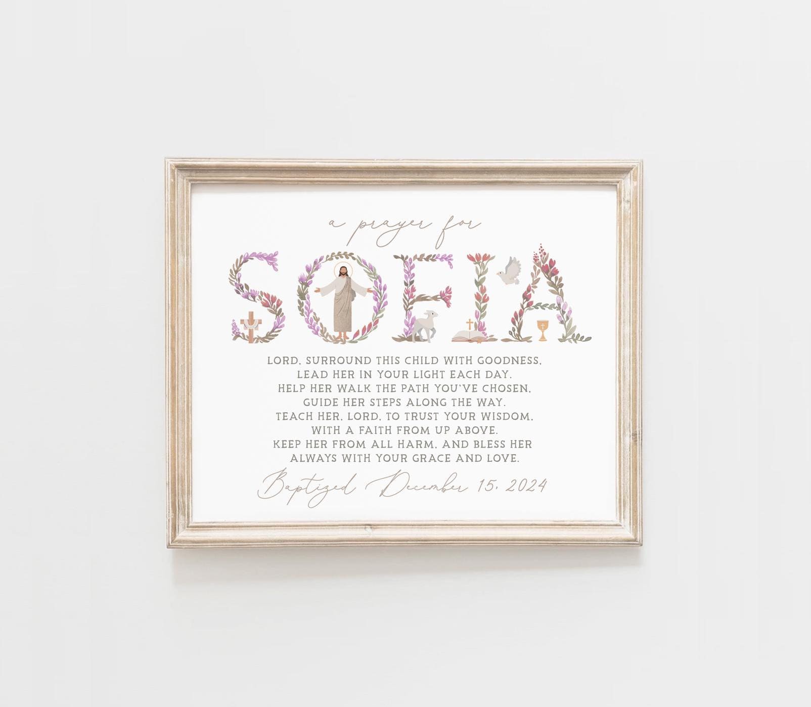 Personalized Baptism Gift, Dedication Gift Printable, A Prayer for Godchild, Girl Christening Gift, Baptism Gift Girl, Custom Child Name