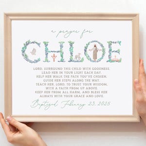 Baptism Gift Girl, Personalized Baptism Gift, Baby Girl Christening Gift, Dedication Gift Printable, A Prayer for Godchild, Custom Name