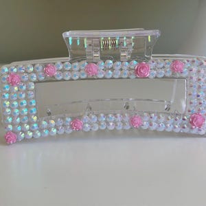 Rose+Bling Rhinestone Rectangle Claw Clip | Bedazzled Hair Clip | Women’s / Kids Hair Accessories