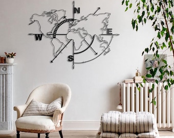 シルバーミラーの世界地図ウォールアート：彫刻アクリル - Etsy 日本