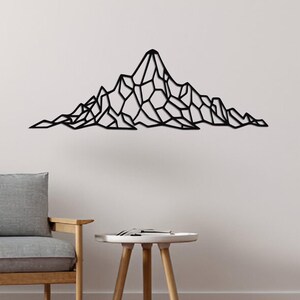 Geometric Mountain Wall Art, Metal Mountain Wall Decor, Nature Metal Wall Decor, Home Office Living Room Decoration, Metal Wall Decor