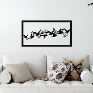 Framed Birds Flock Metal Wall Art, Nature-Inspired Home Decor, Home Wall Art, Home Living Room Decoration, Birds Wall Hanging, Custom Size